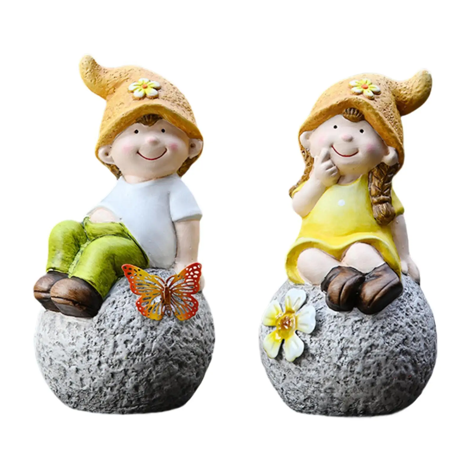 

2Pcs Boy Girl Garden Statues Yard Art Decor Cute Creative Figure Sculptures Lawn