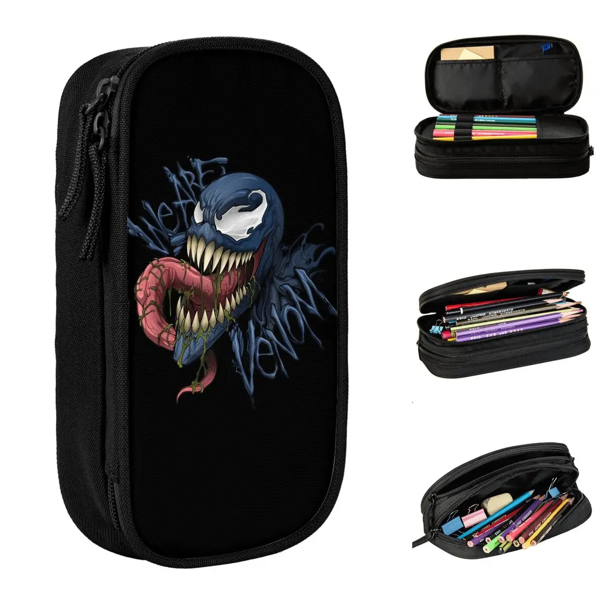 Estuche para lápices We Are Venom Eddie Brock, bolsas clásicas para portalápices, almacenamiento grande para estudiantes, estuches para lápices cosméticos escolares