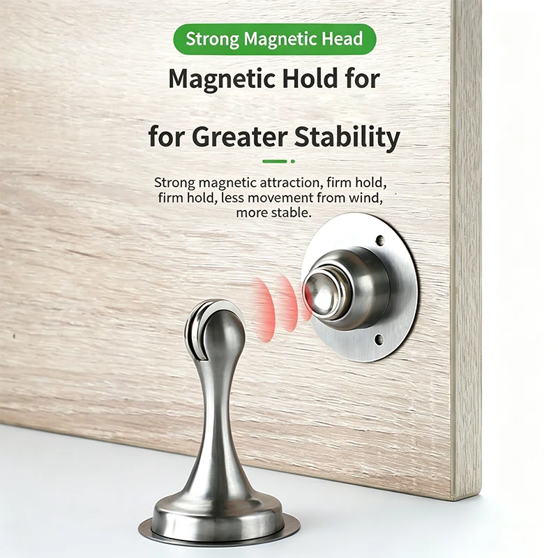 304 Stainless Steel Door Stopper,Magnetic Door Stop,Door Catch,Nail-free Screws Stronger Mount,Furniture Hardware Home Hardware