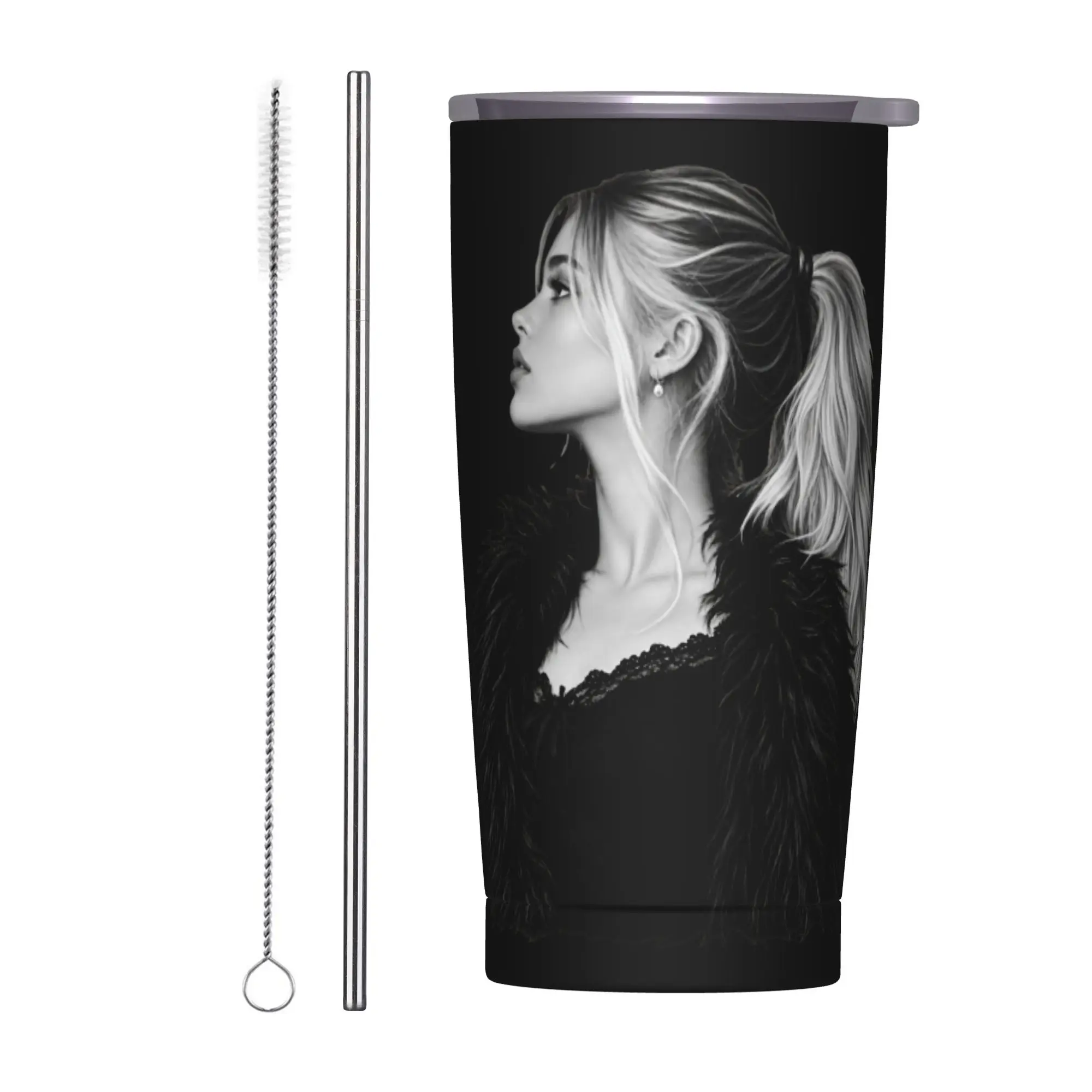 F-Freya Skye Singer Tumbler Vacuum Insulated  Coffee Cups with Lid Straw Office Home Mug Water Bottle