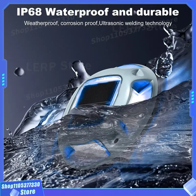 IP68 Waterproof Solar Road Stud Light Aluminum Shell LED Warning Lamp for Wharf Marine Navigation 2 Colors Emitting Diode