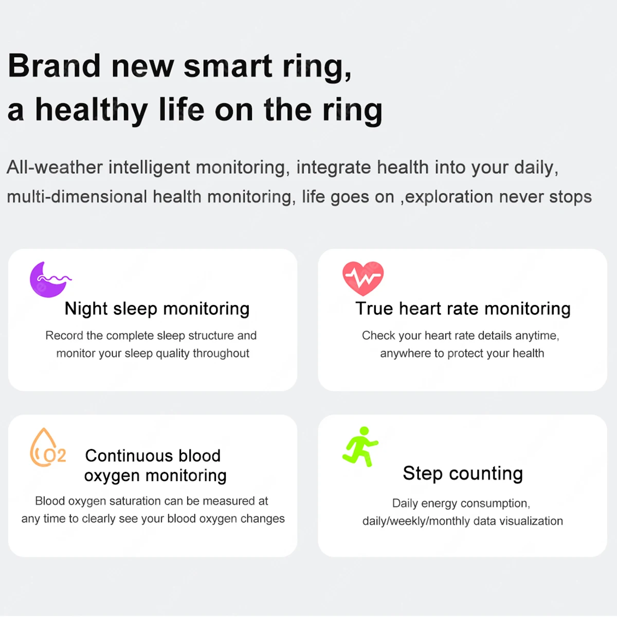 2024 New SmartRing Health Monitoring Heart Rate Blood Oxygen Multi-sport Modes Multifunctional Waterproof Women Men Smart Ring