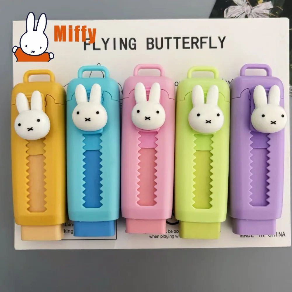 Kawaii Miffy Eraser Cute Rabbit Rubber Push Pull Clean Less Debris Retractable Portable Cartoon Student School Correction Gift