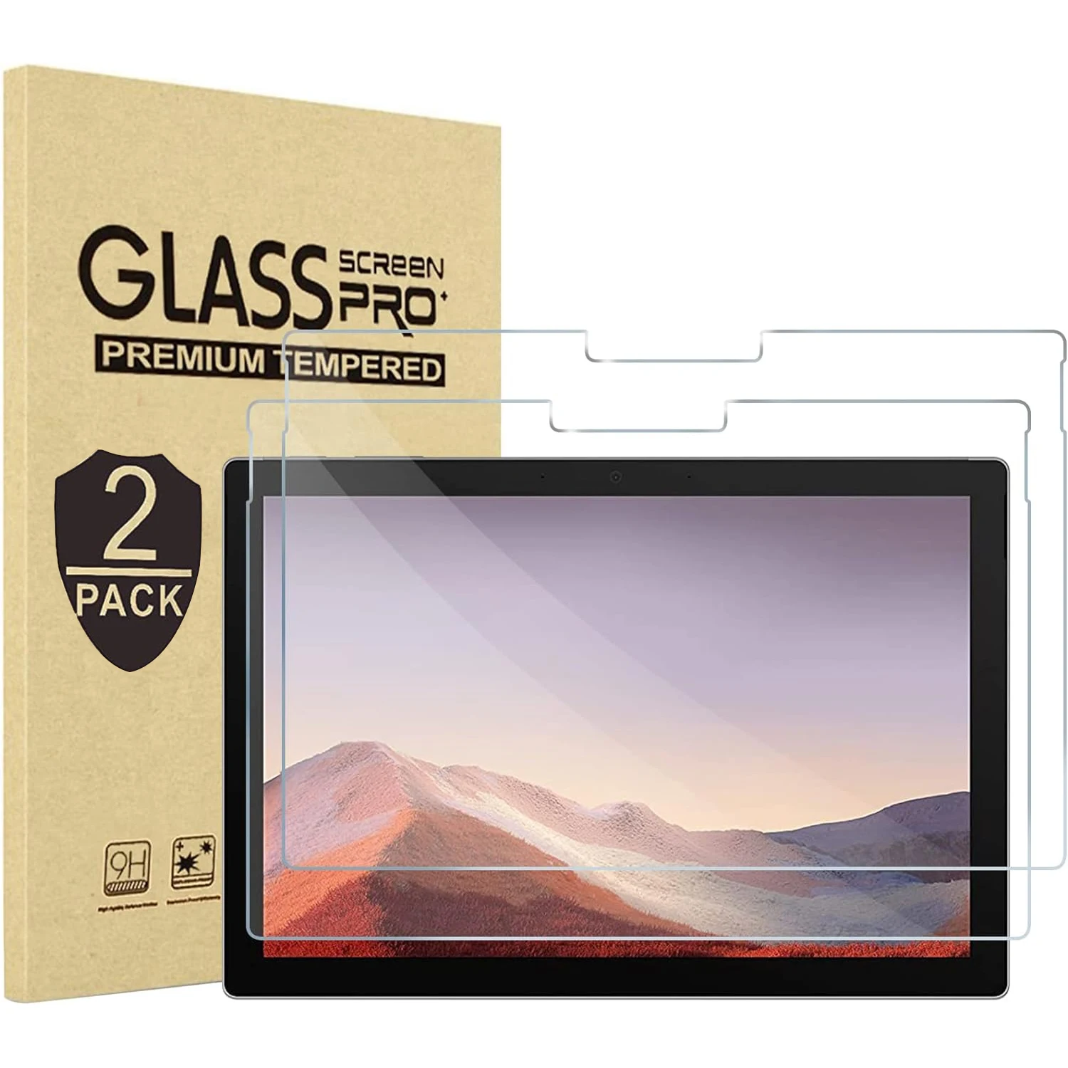 

2 шт., закаленное стекло 9H для Microsoft Surface Pro 4, 5, 6, 7 Plus, 12,3 дюйма, прозрачная защитная пленка для экрана, защитная пленка от царапин
