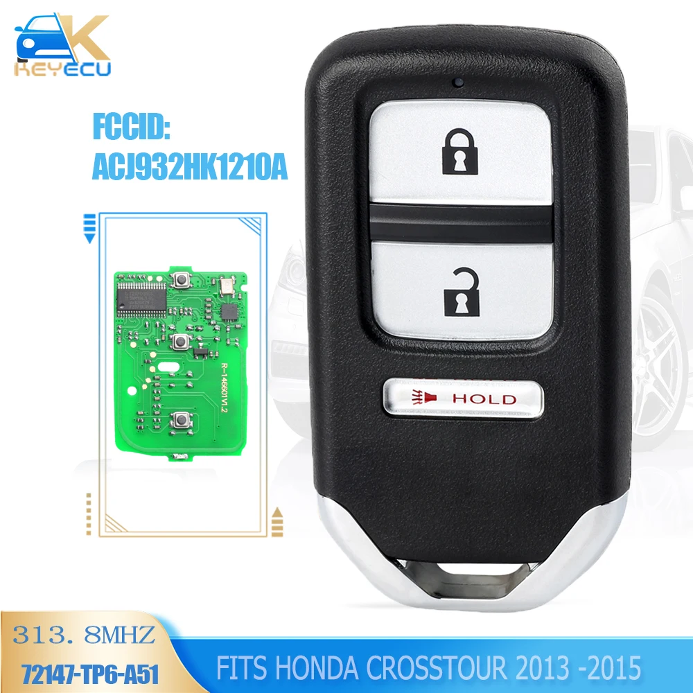 KEYECU ACJ932HK1210A 313.8MHz Smart Key Fob for 2013 2014 2015 Honda Crosstour