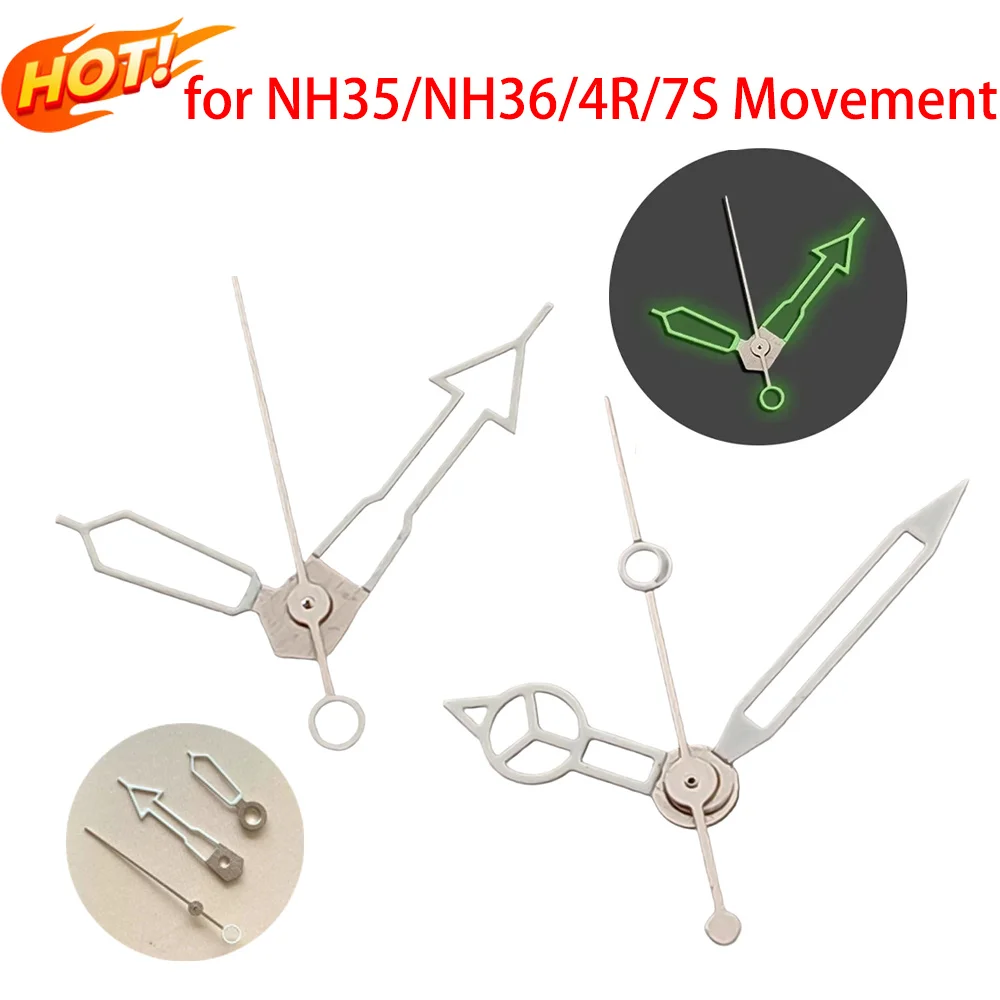 Skeleton NH35 Hands Green Luminous Hollow Out Watch Hands For NH35 NH36 4R 7S Movement Watch Accessories