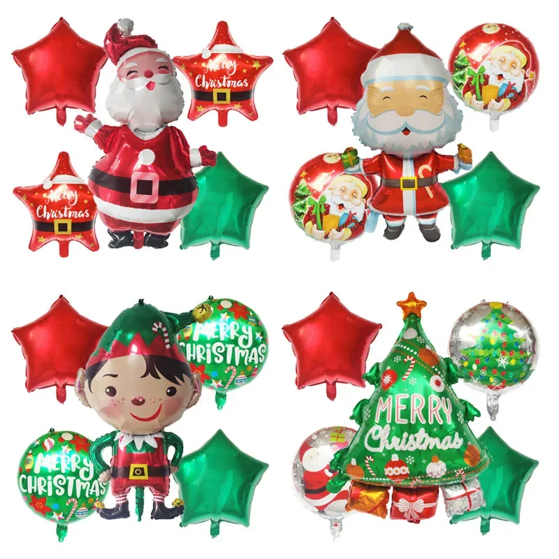 

5pcs Merry Christmas Balloons Decoration Cute Snowman Santa Xmas Tree Balloon For New Year 2024 Home Ornaments Globos Noel Gifts