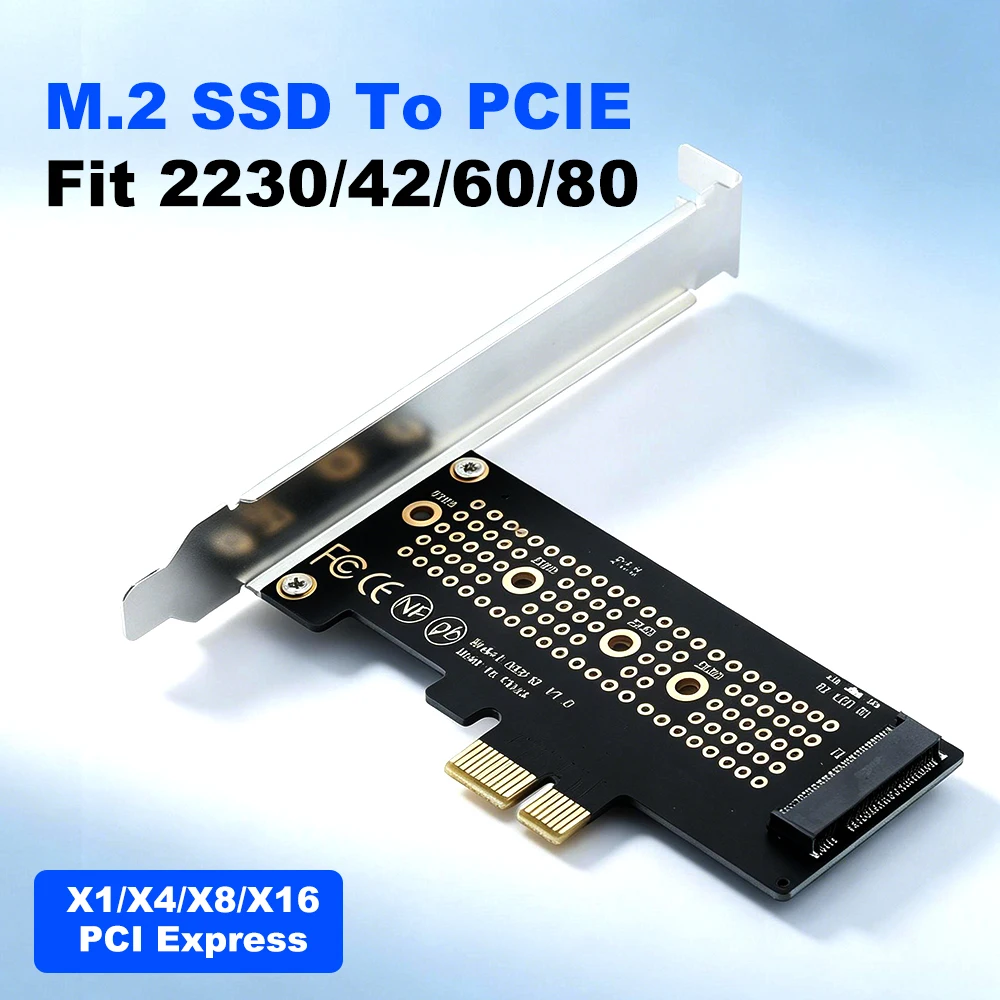 M.2 SSD to PCIE Converter Motherboard X1/4/8/16 Extender Support 2280 2260 2242 2230 to Desktop PCI Express PCI-E Adapter