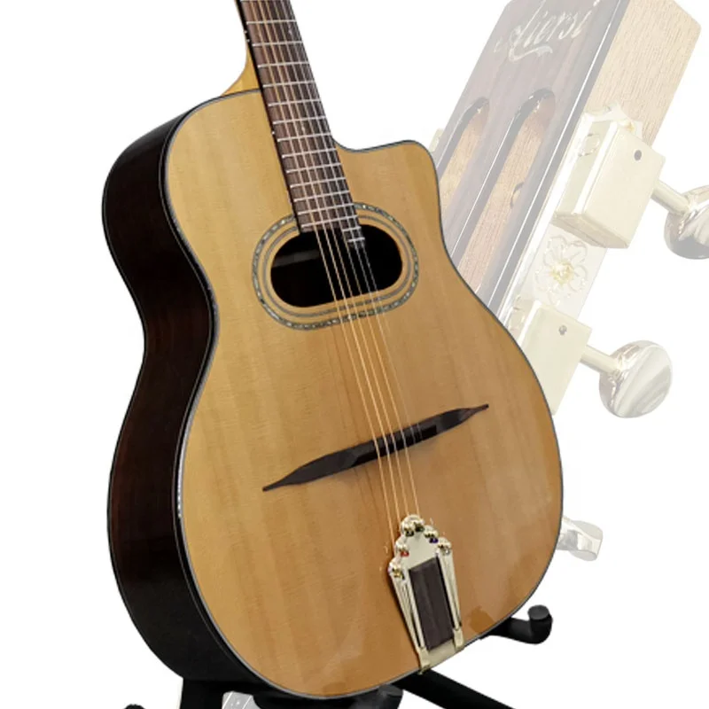 Solid Cedar Archtop D Sound Hole Acoustic Jazz Gypsy Guitar Professional Handmade String Instrument For Stage Performance