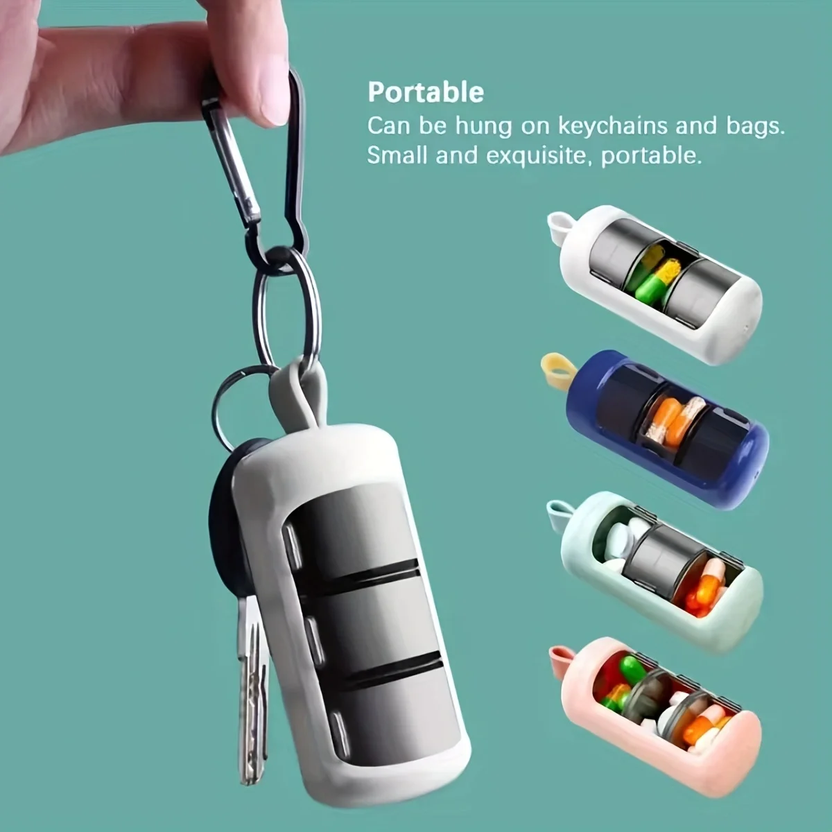 Random portable medication box keychain, a compact daily-use medication box suitable for handbags, backpacks, and travel