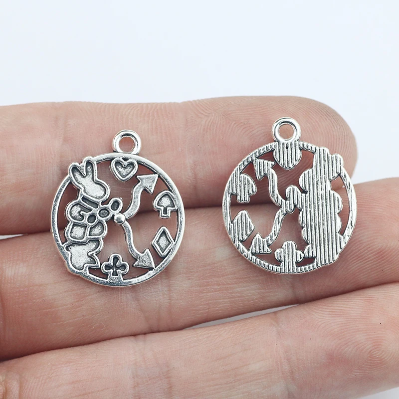 Newest 12Pcs 20*23mm Antique Silver Color Alloy Cute Rabbit Charms Necklace Earring Pendant For DIY Jewelry Making Findings