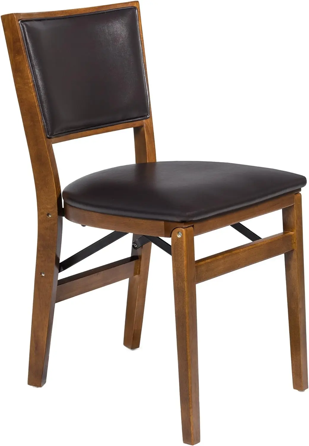 Retro Upholstered Back Folding Chair Fruitwood Finish, Set of 2 dining chair