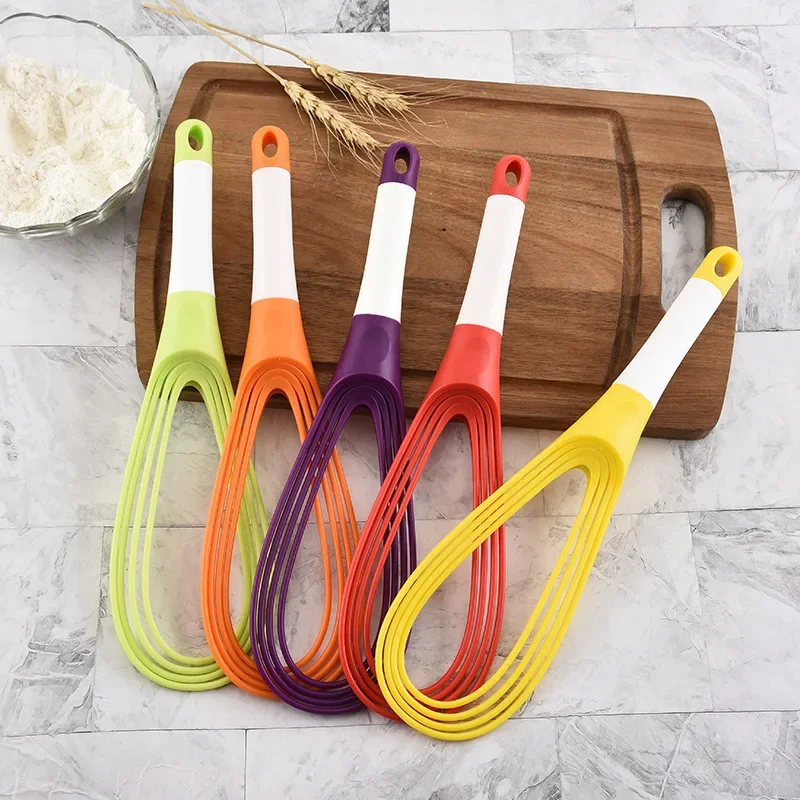 New Creative Egg Beaters Rotary Whisk Dual Purpose Plastic Folding Storage Mixer Multifunctional Hand Mixer Kitchen Accessories