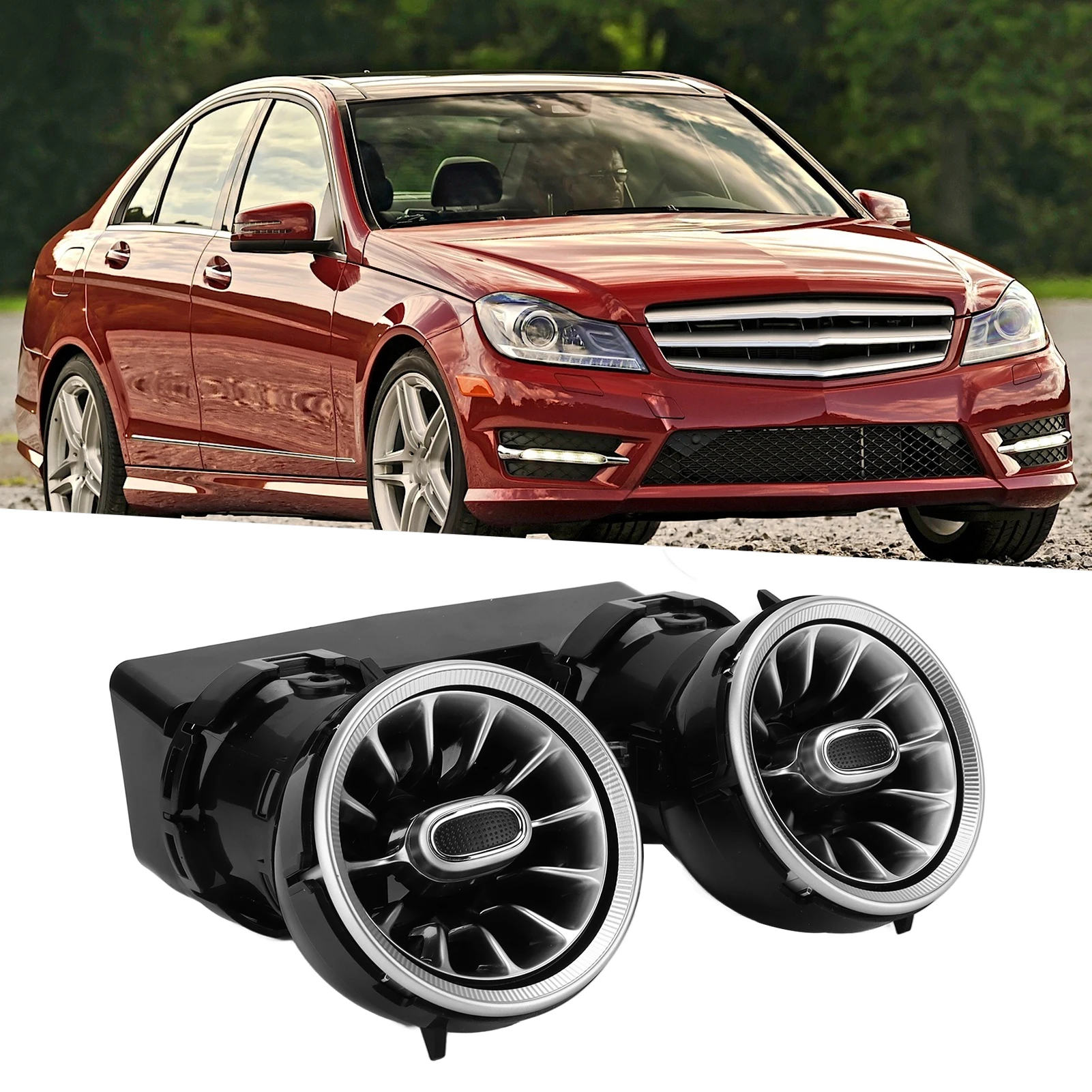 

Air Vent Ambient Lamp ABS Rear 3 Color Replacement for ‑ C GLC‑Class W205 X253 2015‑2018 for Turbine Air Vent