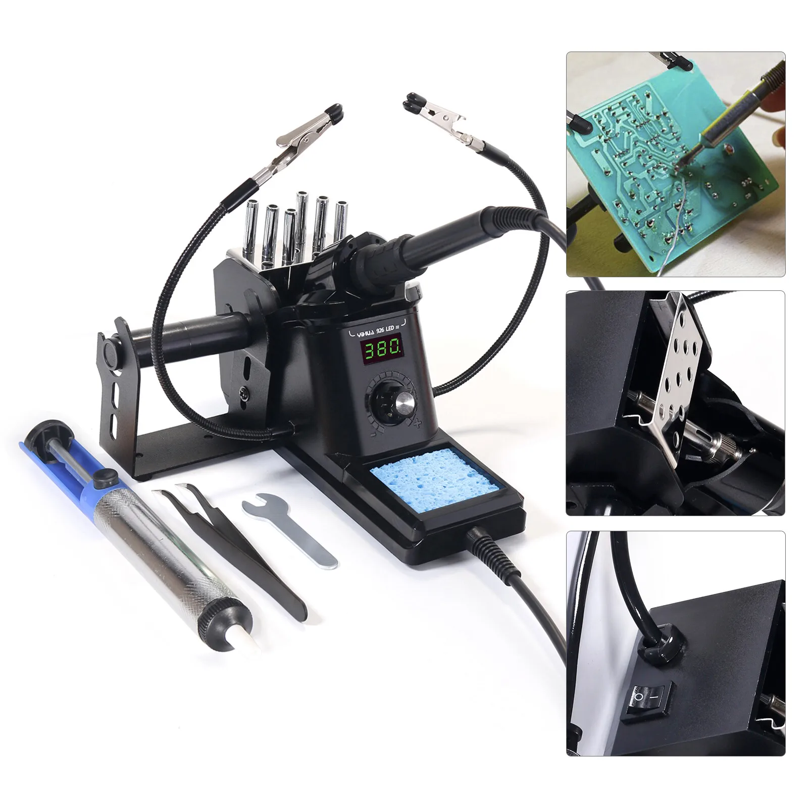 Portable Soldering Iron Black Digital Display Soldering Iron Station Kit Adjustable Temperature Soldering Iron 130W