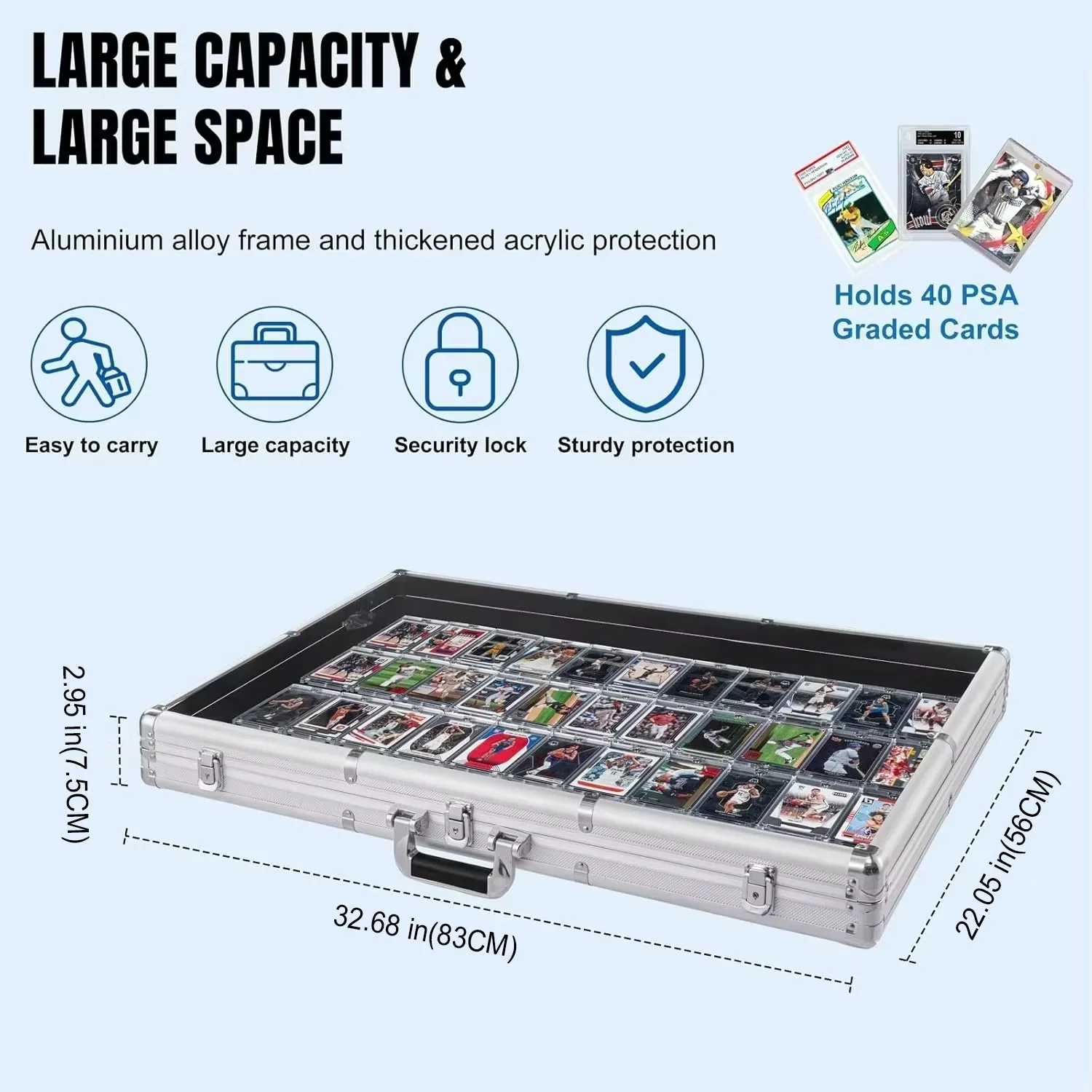 Aluminum Custom Business Card Display Case Portable Handle Trade Show Storage Box Protective Holder