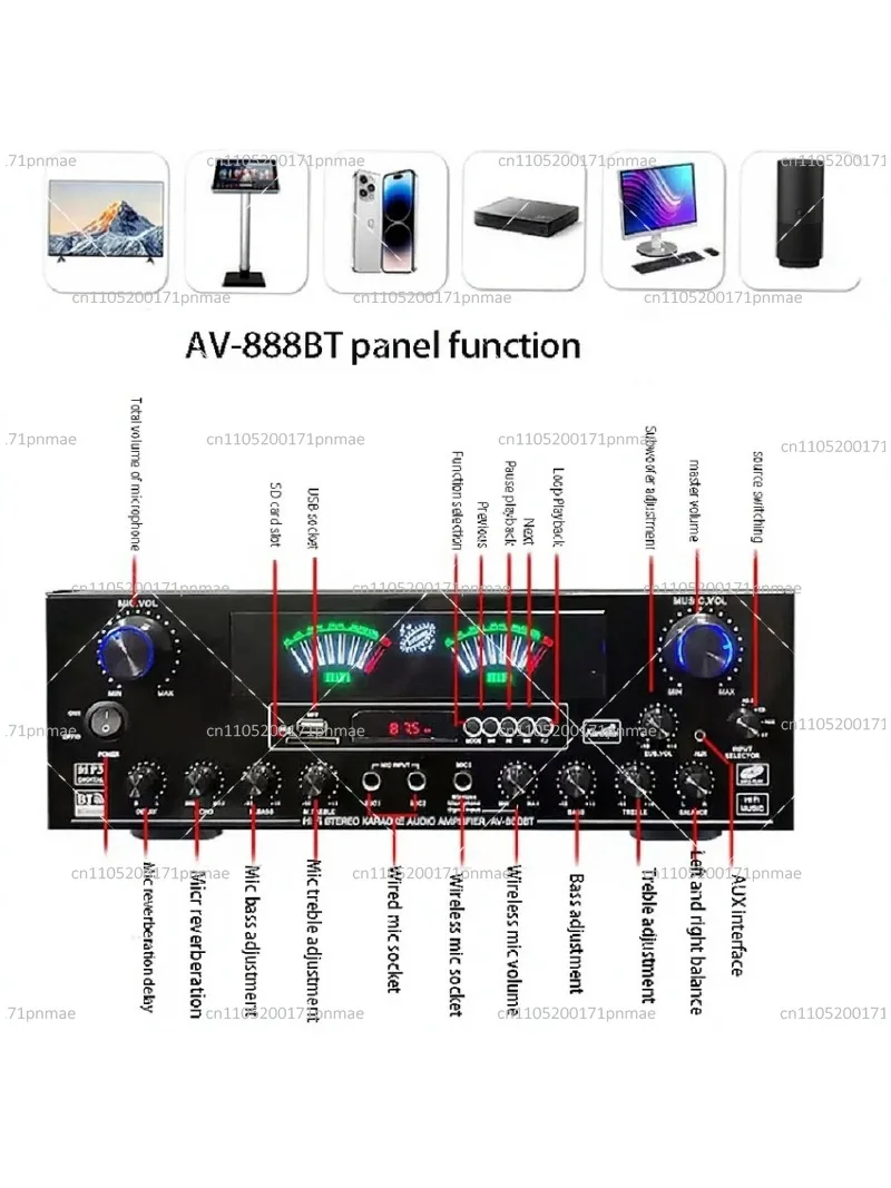 Home Karaoke Dual Wireless Microphone Amplifier 220V/110V Bluetooth High-Power Audio System for Stage