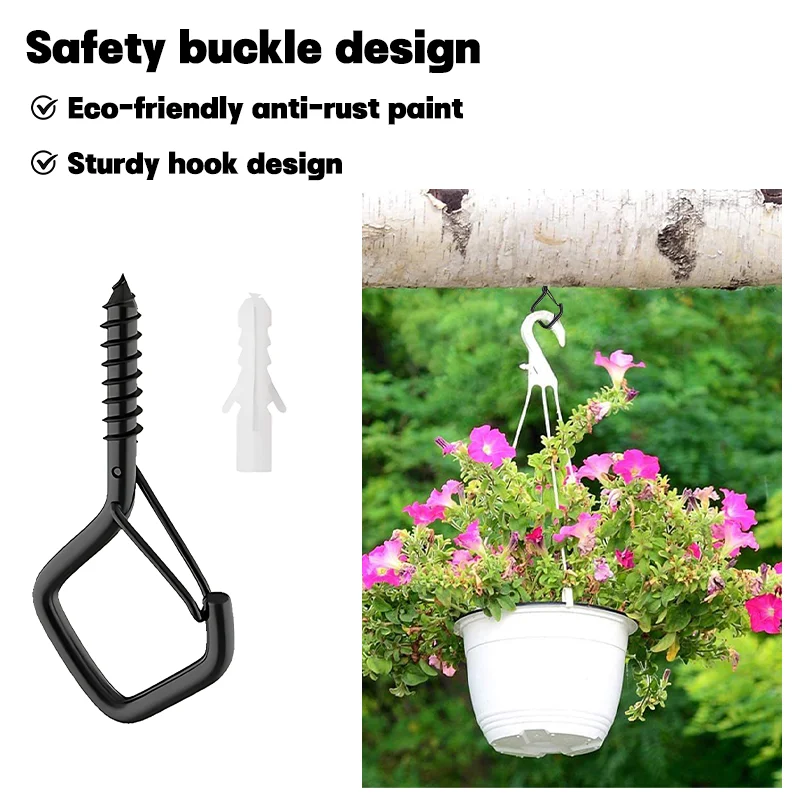 3-10pcs Small Square Snap Hanging Screw Hook Q-shaped Hook DiamondHook Portable Hook for Garden Screw Bonsai Decorative Hooks