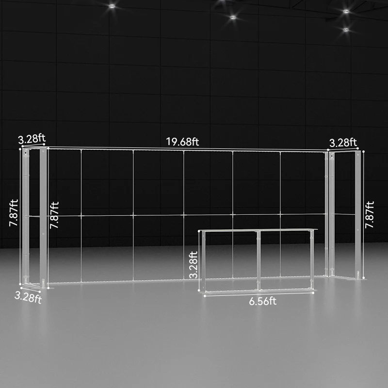 Espositore modulare retroilluminato da 3x6 m per stand lightbox portatile a LED da 10x20 piedi con stampa personalizzata