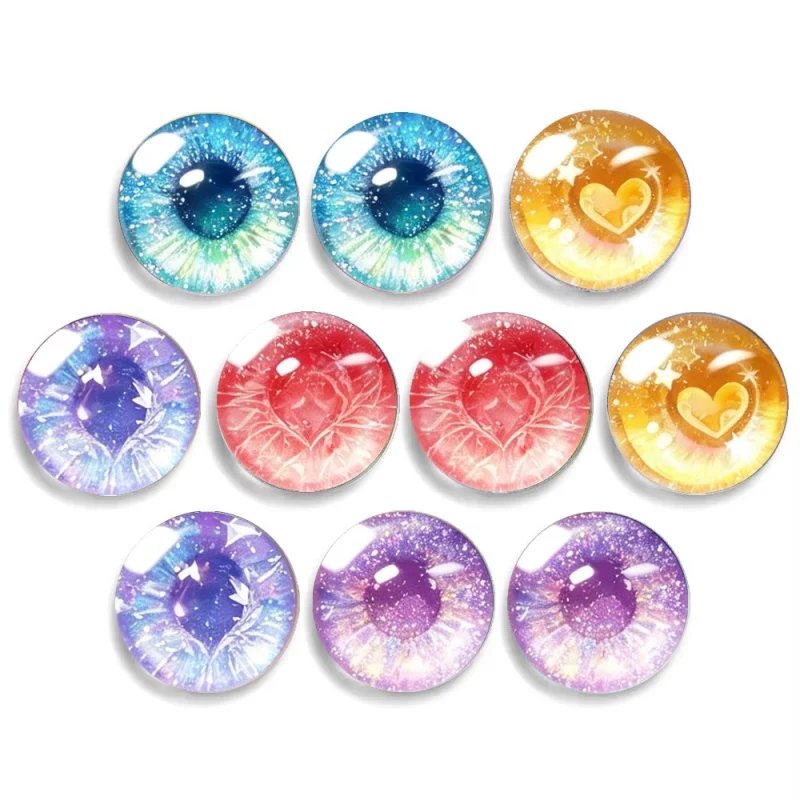 Glass Eyes Cabochons In Pairs 12MM-30MM Round Dome Dragon Cat Animals Eye Dolls DIY Jewelry Accessory MIX Heart Pupil Eye