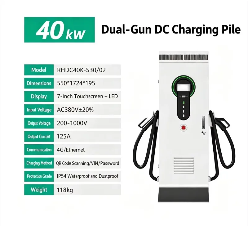 30kW AC 40kW DC Fast EV Charger Wall-mount CCS1/CCS2 Commercial EV Charging Station AC380V Input 0-250A Output For Electric