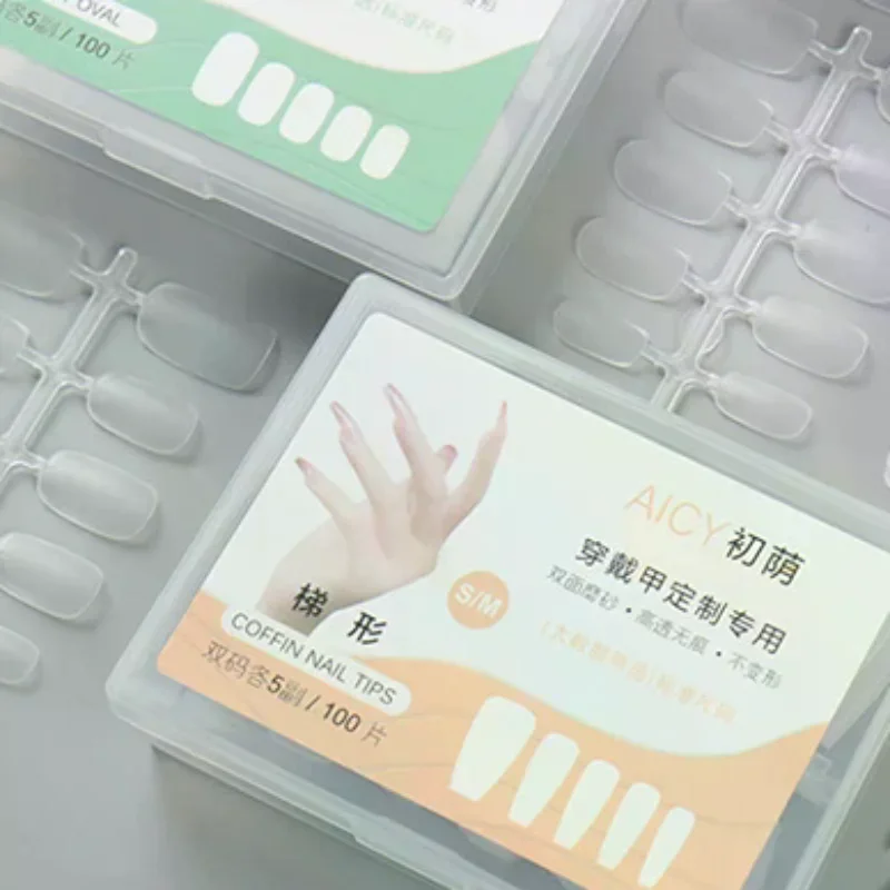 100Pcs/Box Matte Fake Nails NO Polishing Press On False Nails Medium Short Design High Matt Soft Gel Nail Tips For Extension