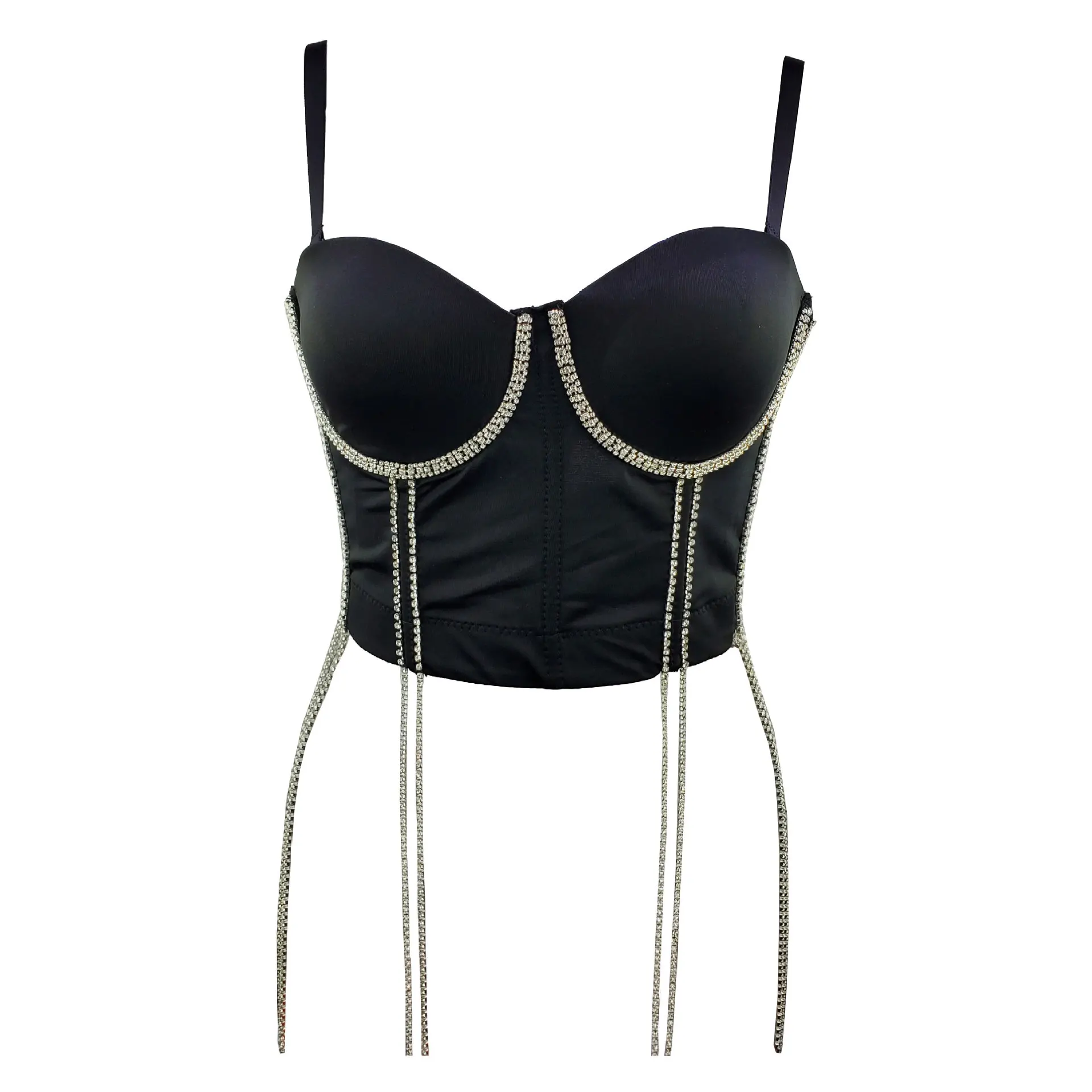 

Fashion Chain Tassel Tank Topd Women New Sleeveless Sexy Elegant Slim Short Bustier Corset Crop Tops Clothes Mujer J531