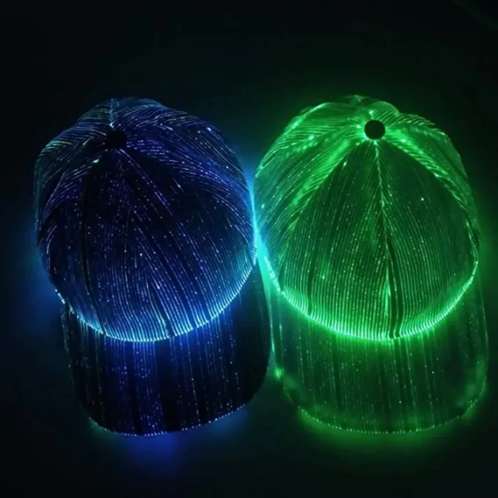 7 Colors Changing Fiber Optic Cap Rechargeable USB Charging LED Hat Flashing Luminous Glowing Hat