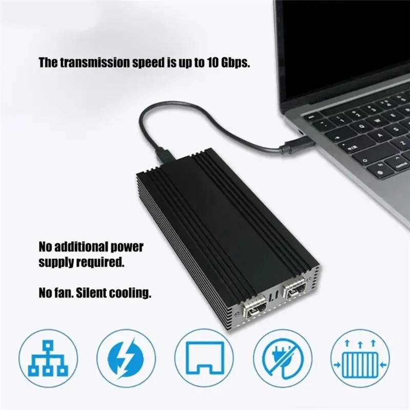 Ingenious-Dual Port USB4.0 10G SFP + بطاقة الشبكة I82588ES لـ Thunderbolt 5/4/3 2 Port 10GBASE-T محول الألياف البصرية