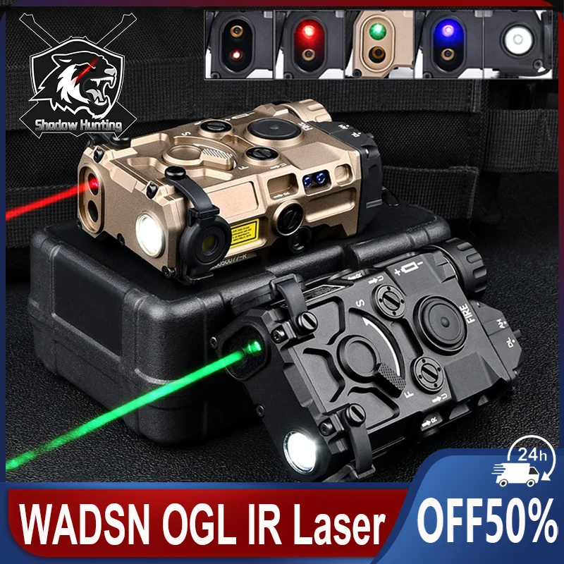 

WADSN Tactical OGL Laser Red Green Blue Infrared IR Laser Sight Strobe Flashlight Airsoft Metal Aiming Weapon Sight Fit20mm Rail