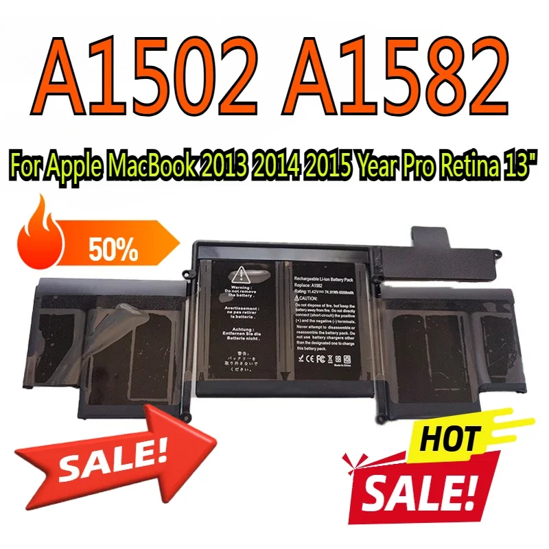 

A1502 A1582 Laptop Battery For Apple MacBook 2013 2014 2015 Year Pro Retina 13" A1502 Battery
