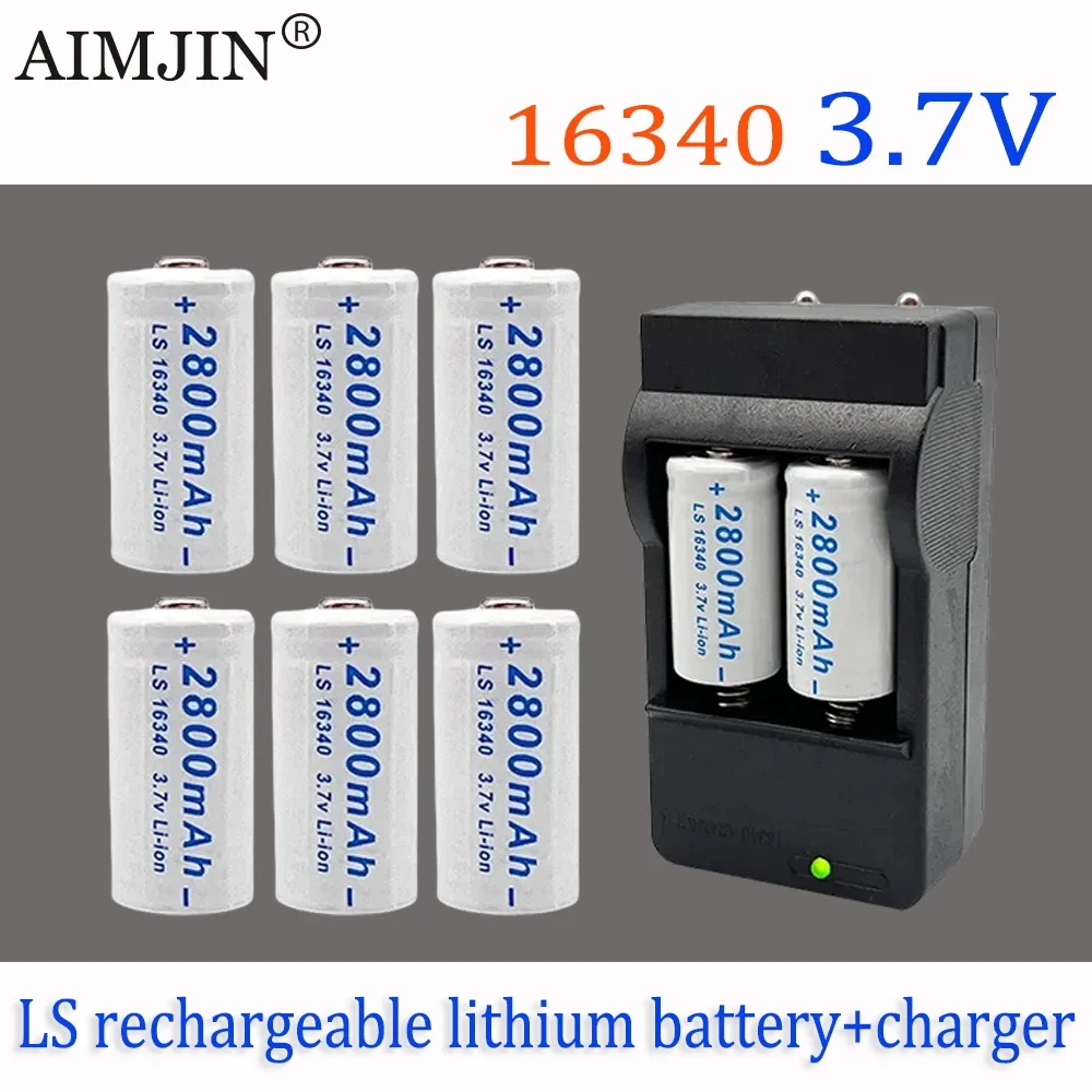 

16340 RCR 123 ICR Battery 2800mAh 3.7V Li-ion Rechargeable Battery For Arlo Security Camera+charger