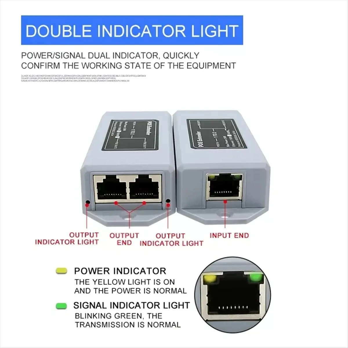 ABAN 1 in 2 Out Gigabit Standard POE 1000M Network Extender Cascad Repeater Rj45 Comply with IEEE 802.3AT/AF for IP Camera