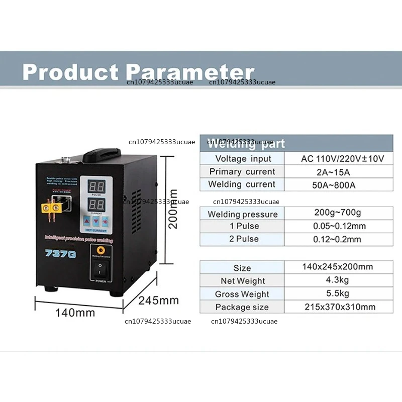Spot Welder  737G  1.5kw LED Dual Digital Display Pulse Precision Push For 18650