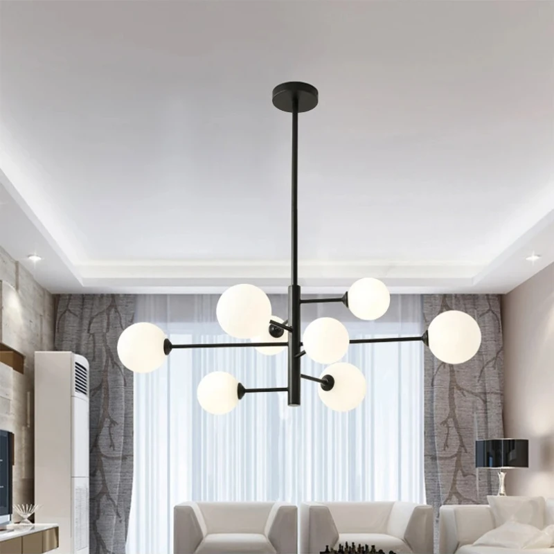 

Modern Glass Ball Led Ceiling Chandelier Black Gold for Bedroom Living Dining Room Table Pendant Lamp Hanging Lighting Fixture
