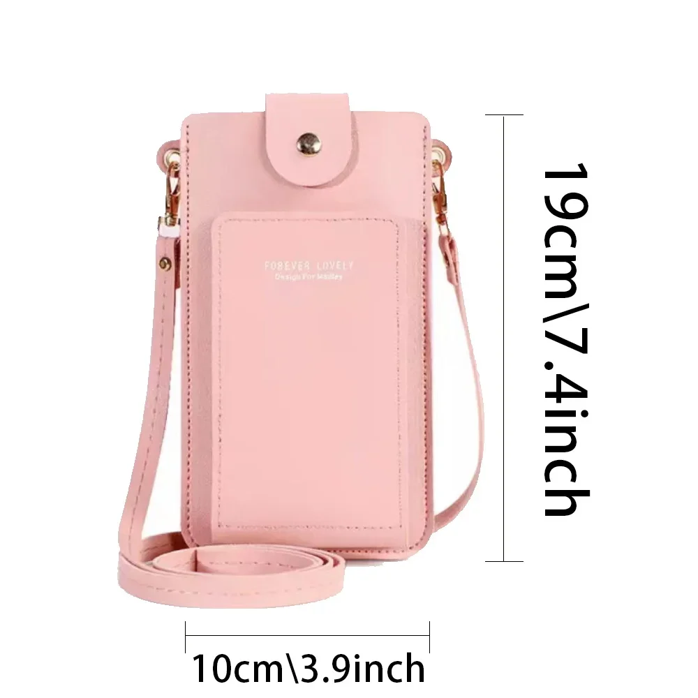 Monederos tipo billetera, tarjetero, bolsa de almacenamiento, pantalla táctil transparente, adecuada para Samsung/iPhone/Huawei/Xiaomi, serie blanca