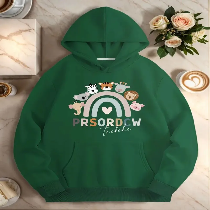 

Зимне-осенняя одежда, женский свитшот большого размера, женский плюс размер, милый мультфильм, Радуга, животные, лицо, длинный рукав, хлопок, уличный стиль