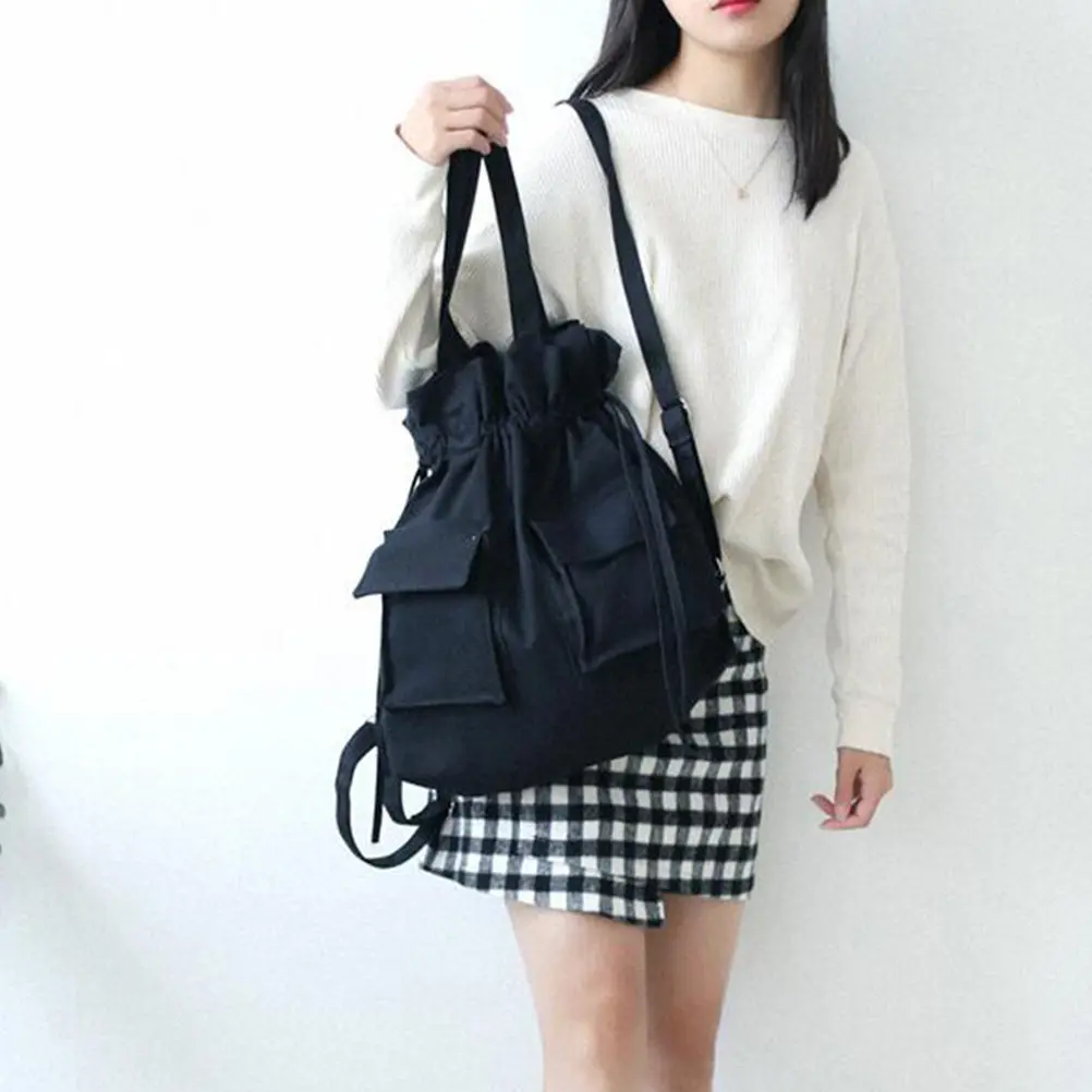 

Рюкзак-мешок на шнурке из холщовой ткани, 1 шт., для студентов, большой вместимости, легкий, для путешествий, активного отдыха, школы