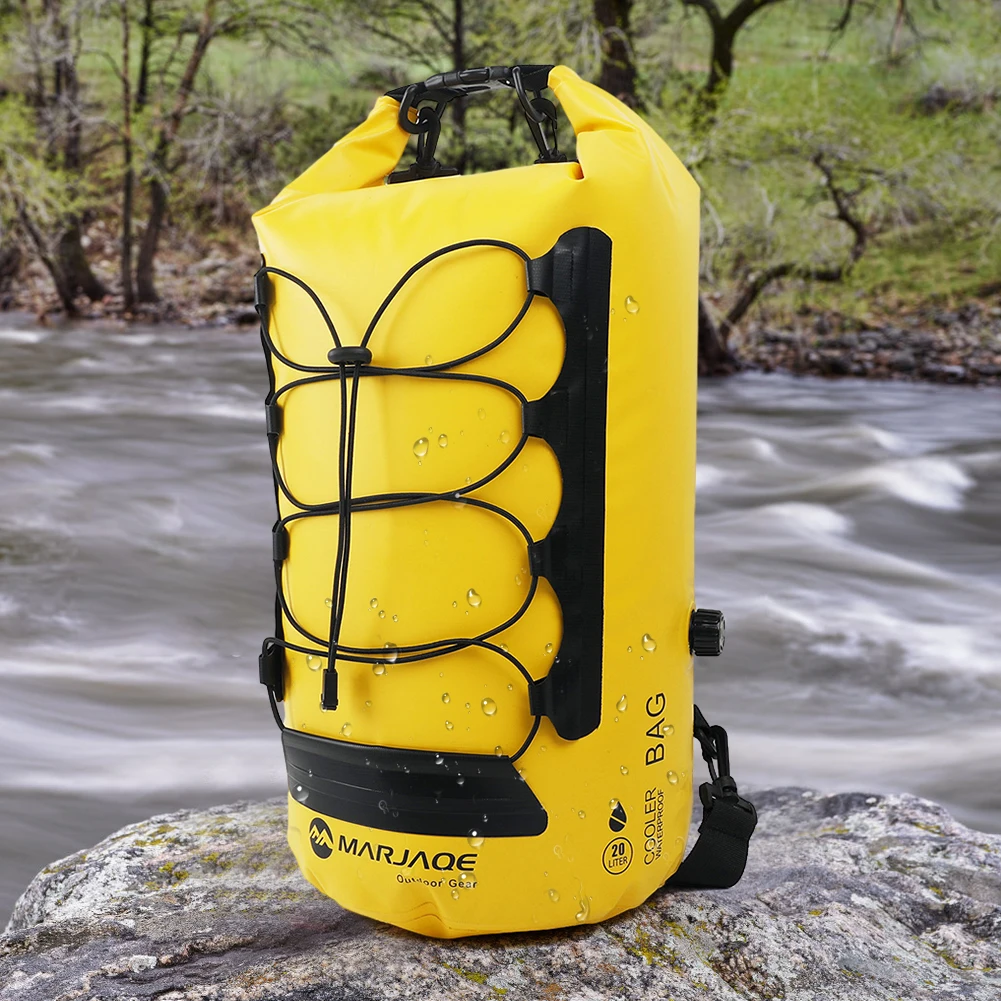 20L Outdoor Storage Backpack Dry Wet Separation Roll Top Closure Sack Waterproof Leakproof for Kayaking Rafting Boating Swimming