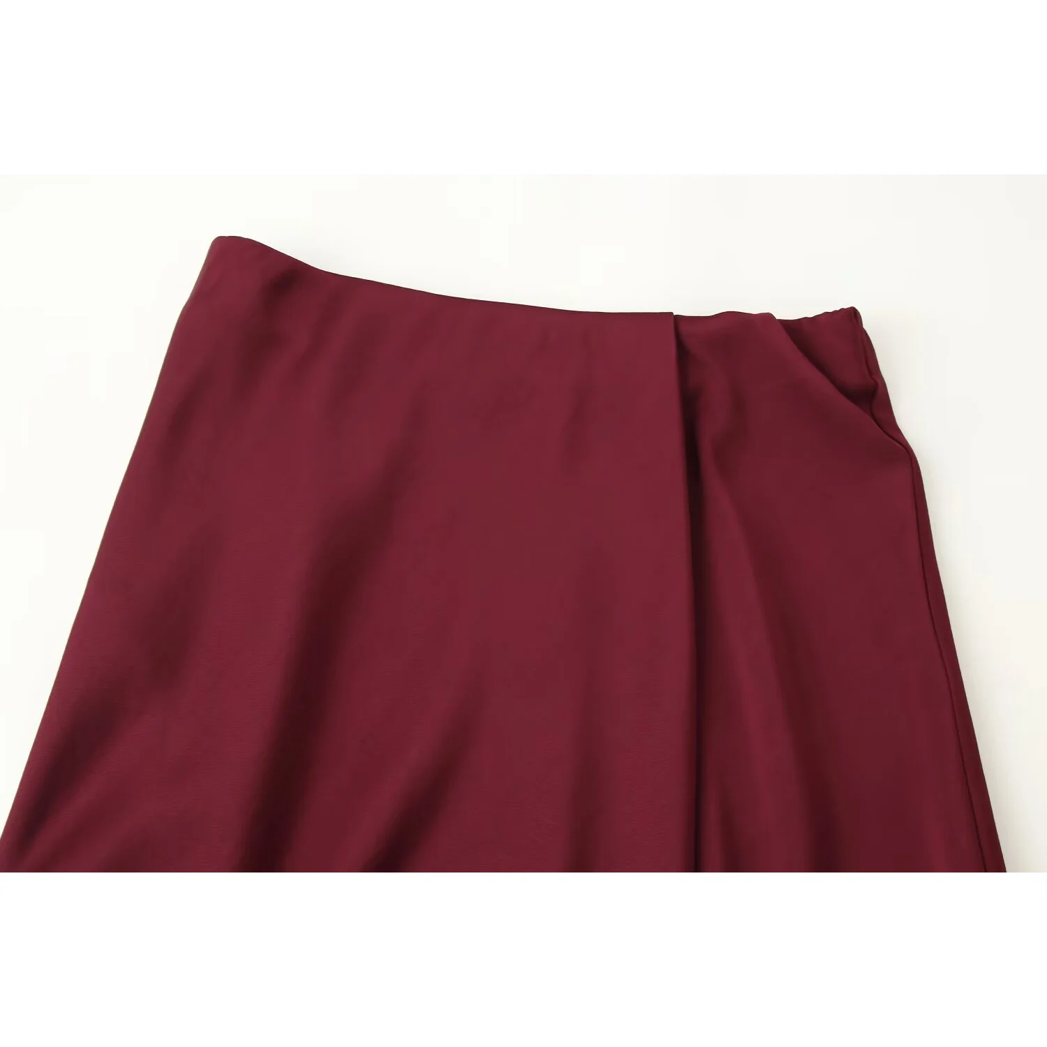 KASLEAD Women's Silk Satin Double-Breasted Midi Skirt Fashionable A-Line Slim Fit Polyester Fiber mid Waist Design