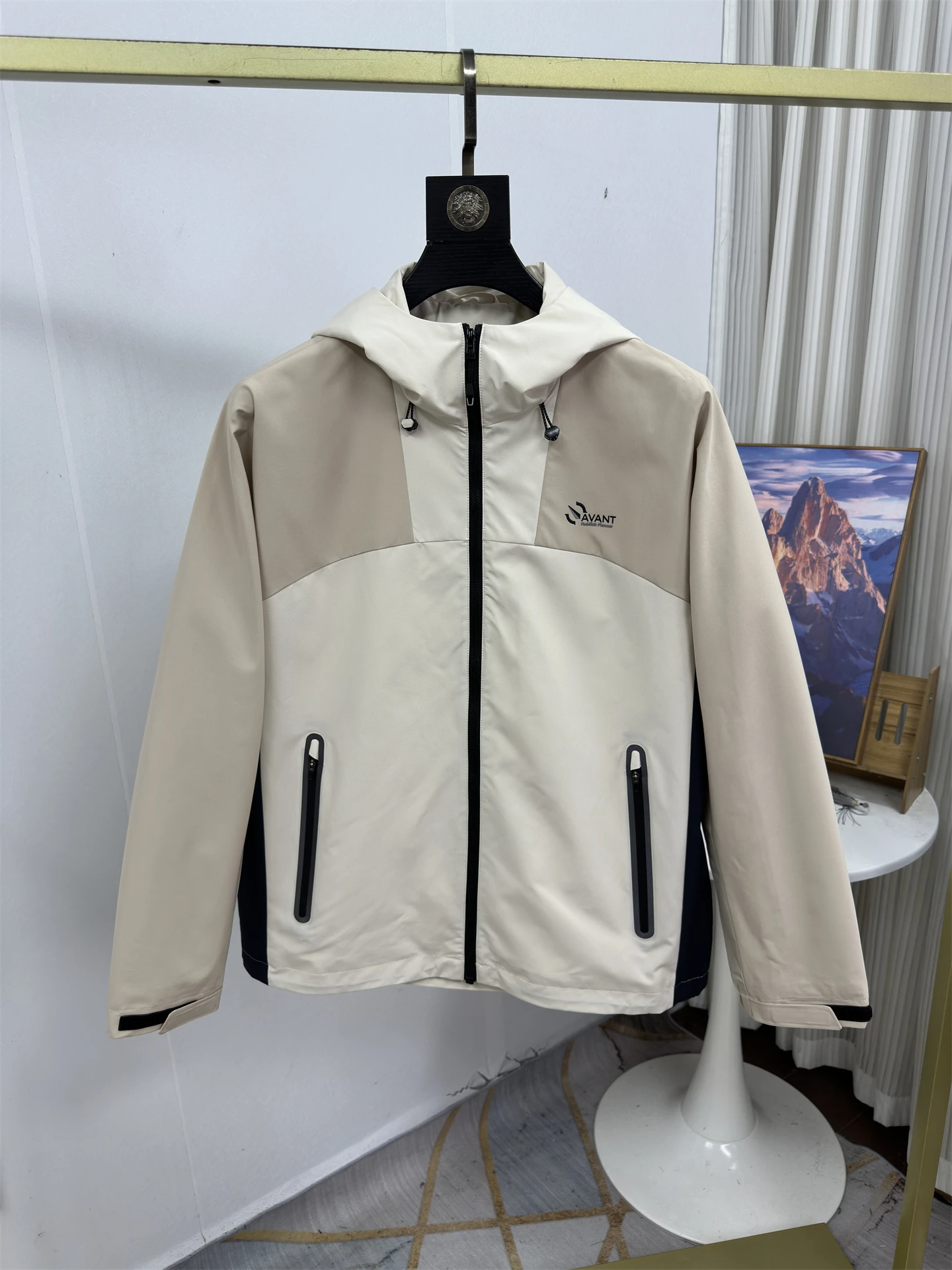 

Faionable Color Blo Hooded Windproof Thin Men's Jaet Spring Season Simple Match All Sles Polyester Fiber Zipper Closure