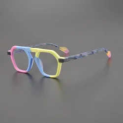 Montatura per occhiali Vintage smerigliata per uomo e donna occhiali per optometria miopia multicolore montatura per occhiali da vista grande in fibra di acetato