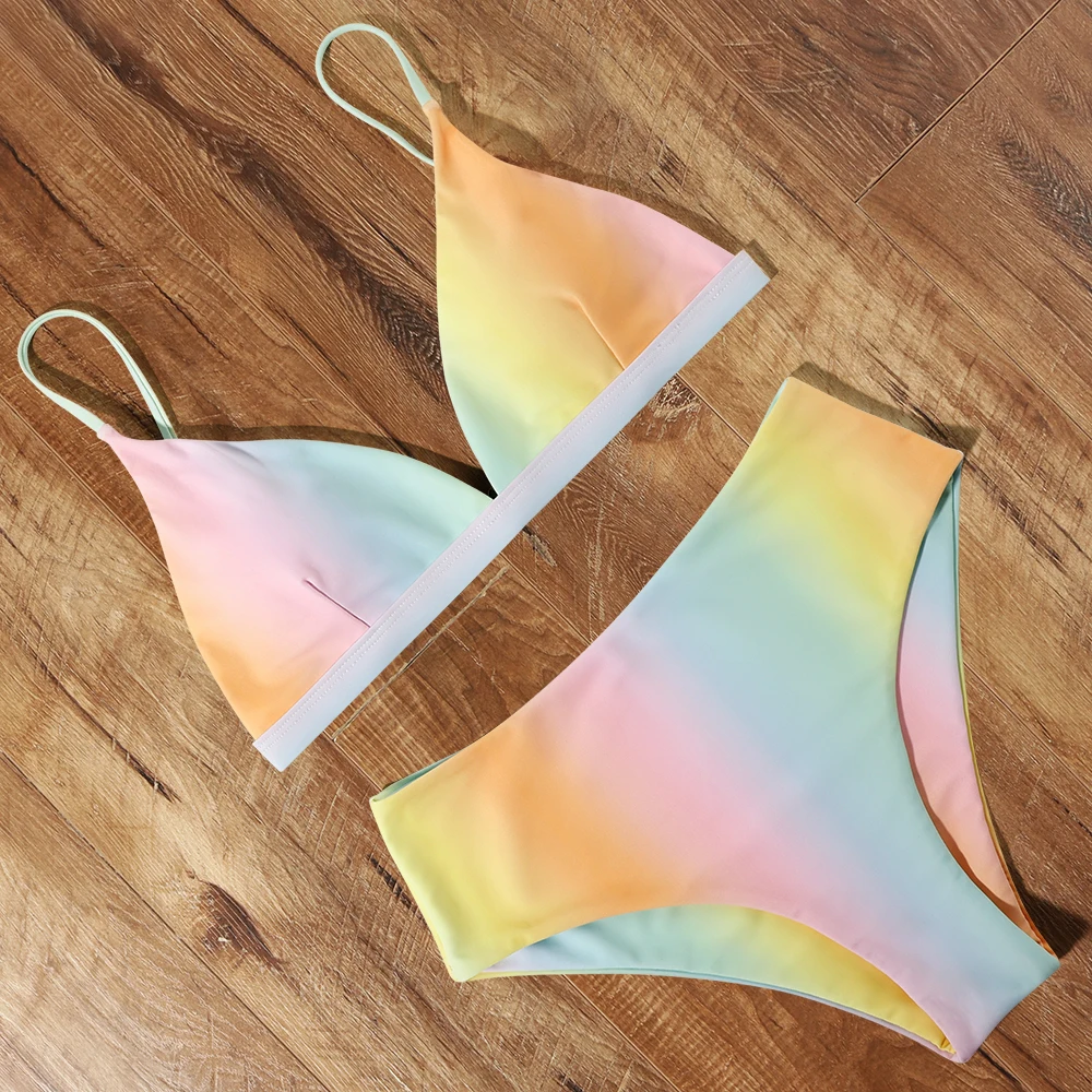 Sexy Push Up Bikini Set 2024 High Waist Biquini Swimwear Women Two Pieces Swimsuit Beachwear V-Neck Swimming Bathing Suits