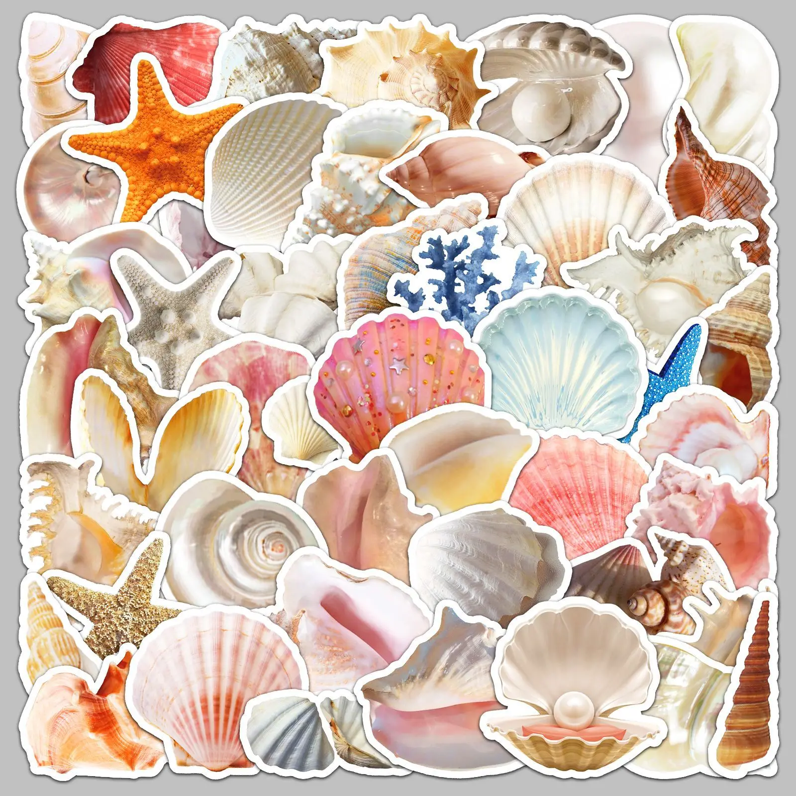 50pcs Shell Series Graffiti Stickers Suitable for Helmet Desktop Wall Decoration DIY Sticker Pack Wholesale