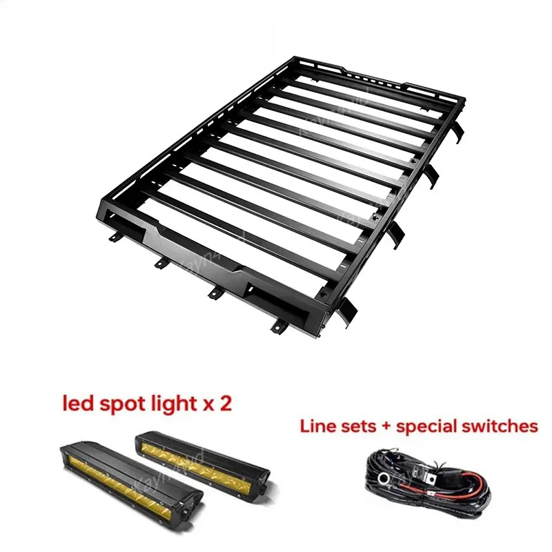 الطرق الوعرة 4x4 الملحقات الخارجية الألومنيوم حامل سقفي صندوق رف أمتعة مع أضواء LED ل 2023 + سوزوكي جيمي 5 باب JB74 JC74