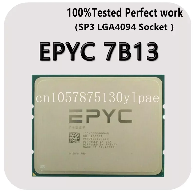 For Epyc 7b13 CPU 2.2 GHz 60 Cores / 60Threads Socket SP2 Processor Support DDR4-3200MHZfor Lga4094 Motherboard