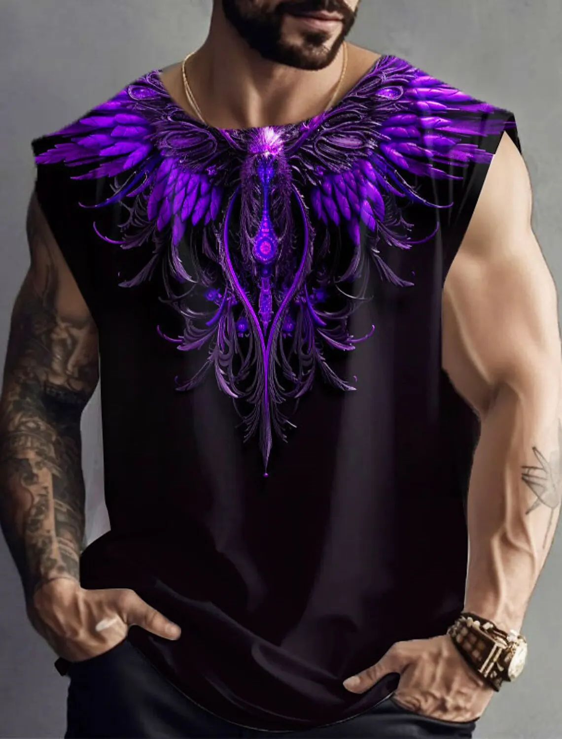 Outdoor Sacred Beast Phoenix Print Sports Quick Dry Sleeveless Breathable Vest Men\'s Clothing Fashion Four Seasons Y2K Fnaf Gym