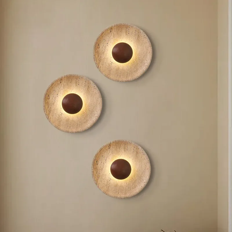 

Modern Natural Stone Wall Light Fashion Stone Wood LED Decor Home Wall Lamp For Bedroom Stairs Creative Aisle Lighting Fixtures