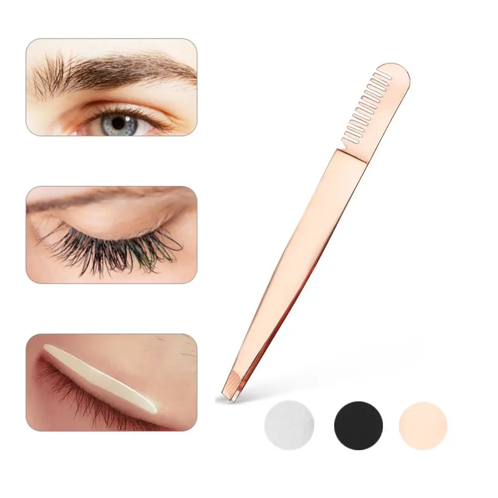Pincettes à sourcils avec peigne, outils de maquillage, cueilleur de strass pour ongles, pince d'extension de cils, autocollants à Double paupière