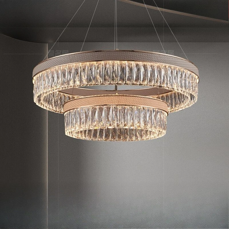 

Living room chandelier designer light luxury crystal lamp post-modern simple villa dining room bedroom room